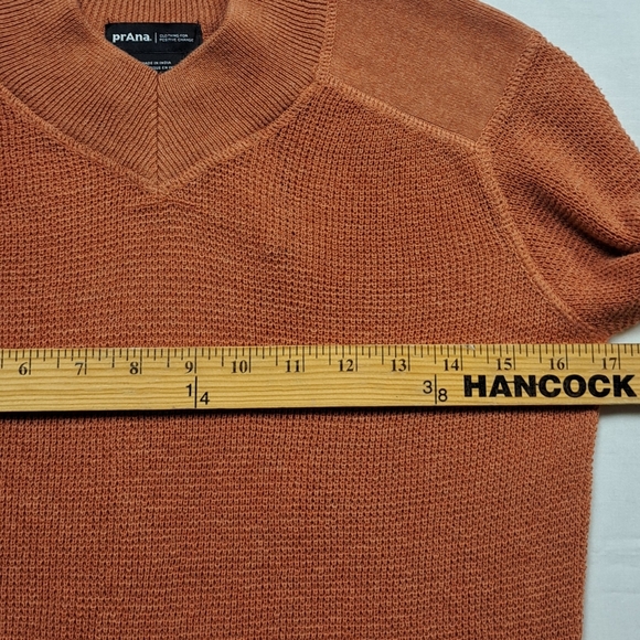 prAna Waffle Knit Sweater XS Rust Orange Organic Cotton Textured Pullover - Picture 7 of 8